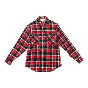 St. John's Bay Flannel Button Down Shirt, Red, Size Medium